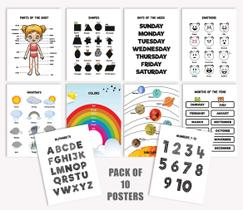 10 Pôsteres Educacionais Laminados para Sala de Aula - Alfabeto, Números, Corpo e Estações - Traceease 10 Pôsteres Educacionais Laminados para Sala de Aula - Alfabeto, Números, Corpo e Estações - Traceease