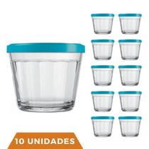 10 Pote Americano Vidro C/Tampa Cores Amlimento 150ml Nadir