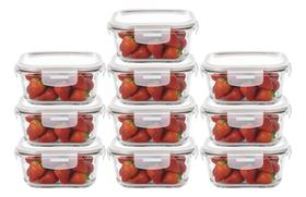 10 Pote Hermético de Vidro Quadrado Com Tampa 520ml Alimentos 10 Pote Hermético de Vidro Quadrado Com Tampa 520ml Alimentos