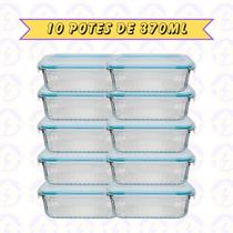 10 Pote Hermético Retangular Canelado 370ML Cor Sortida Marmita 10 Pote Hermético Retangular Canelado 370ML Cor Sortida Marmita