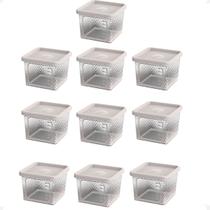 10 Pote Para Alimentos Transparente Prisma 430ml Com Tampa