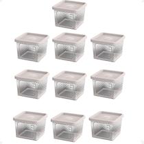 10 Pote Para Alimentos Transparente Prisma 430Ml Com Tampa