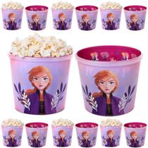 10 Potes de Pipoca Anna Elsa Frozen Balde 2L Atacado Revenda e Festa Infantil