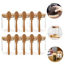 10 Potes de Vidro Hermético 950ml Com Tampa Colher de Bambu 10 Potes de Vidro Hermético 950ml Com Tampa Colher de Bambu