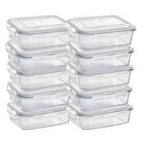 10 Potes de Vidro Hermetico Alimentos com Tampa Plástica Marmita Mantimentos Comida Grande Casa Cozinha Multiuso 1040ml