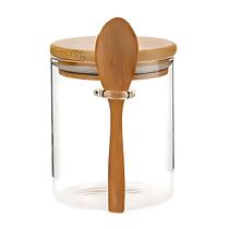 10 Potes de Vidro Hermético Com Tampa e Colher Bambu Multiuso 950ml