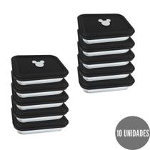 10 Potes de Vidro Mickey 750ml Facilita Retangular Preto