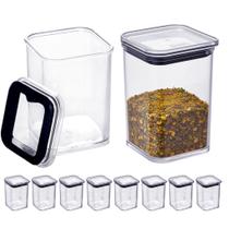 10 Potes Hermético 160ml Cristal Empilhável Transparente Porta Temperos Açúcar Chá Objetos