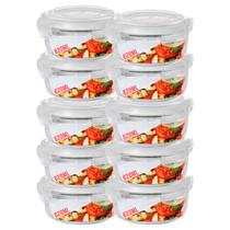 10 Potes Hermetico 620ml Redondo Vidro Microondas Multiuso