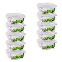 10 Potes Hermetico 800ml Quadrado Vidro Microondas Grande