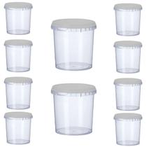10 Potes Para Alimentos 900ML Transparente Com Tampa 13x9,5