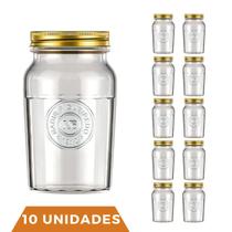 10 Potes Vidro Americano Rosca Alimento 1Litro Vintage Nadir - NADIR FIGUEREIDO