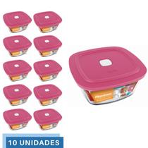 10 Potes Vidro Facilita Quadrado Marmita 500Ml Marinex