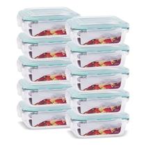 10 Potes Vidro Retangular Hermético 370ml - Quality House 10 Potes Vidro Retangular Hermético 370ml - Quality House