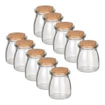 10 Potes Vidro Tampa Rolha Temperos + 24 Etiquetas + Caneta