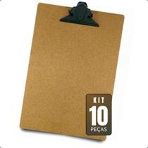 10 Prancheta Madeira 1/2 Oficio A5 Garra Plastica Leve 5032