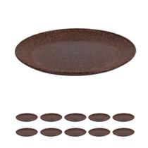 10 Prato Refeição Sustentável Redondo Durável 24cm Marrom Es