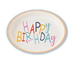 10 Pratos de Papel 18 cm Happy Birthday Colorido Silver Festas - Inspire sua Festa Loja