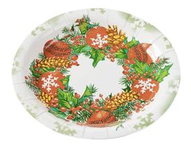 10 Pratos de Papel Feliz Natal Guirlanda Natalina Silver Festas - Inspire sua Festa Loja