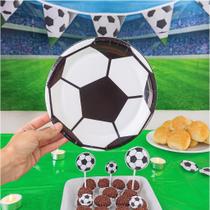 10 Pratos de Papel Festa Futebol Preto e Branco 18 cm Silver Festas - Inspire sua Festa Loja