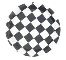 10 Pratos de Papel Xadrez Preto e Branco Silver Festas - Inspire sua Festa Loja