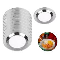 10 Pratos Refeição Aço Inox 22 Cm Creche Escola Resistente 10 Pratos Refeição Aço Inox 22 Cm Creche Escola Resistente