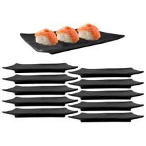 10 Pratos Retangular Raso Oriental em Melamina Preto 20cm 10 Pratos Retangular Raso Oriental em Melamina Preto 20cm