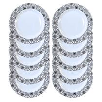 10 Pratos Sobremesa Raso 20cm Melamina Preto Decorado