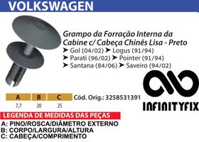 10 Presilha Grampo da Forração Interna da Cabine c/ cabeça chinês - Gol Logus Parati Saveiro - P217P 10 Presilha Grampo da Forração Interna da Cabine c/ cabeça chinês - Gol Logus Parati Saveiro - P217P
