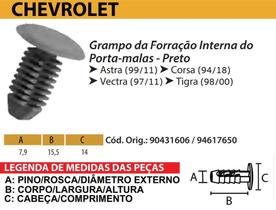 10 Presilha Grampo da Forração Interna do Porta-Malas - Chevrolet Astra Tigra Corsa Vectra - P411