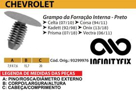 10 Presilha Grampo da Forração Interna Preto Cabeça Maior Celta Corsa Kadett Onix Prism Vectra P422