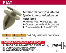 10 Presilha Grampo da Forração Interna Spoiler Lateral FIAT Argo Bravo Cronos Mobi Punto Toro P419