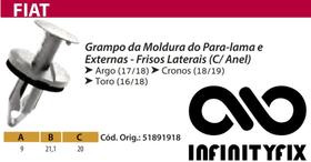 10 Presilha Grampo da Moldura do Para-lama e Externas Frisos Laterais COM ANEL Argo Cronos Toro P378 10 Presilha Grampo da Moldura do Para-lama e Externas Frisos Laterais COM ANEL Argo Cronos Toro P378