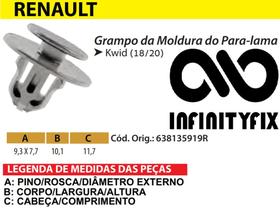 10 Presilha Grampo da Moldura do Para-lama - Renault Kwid 18/20 - EQUIVALENTE 638135919R - P499