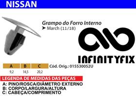 10 Presilha Grampo do Forro Interno - Nissan March (11/18) - SEMELHANTE 015530052U - P427