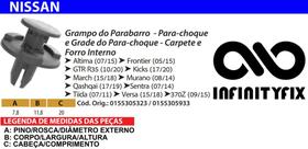 10 Presilha Grampo do Parabarro - Parachoque - Forro Interno - Nissan Kick Frontier March Versa P355