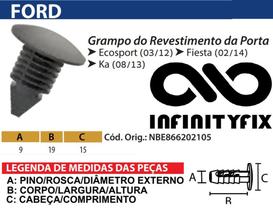 10 Presilha Grampo do Revestimento da Porta Ecosport 03/12 Fiesta 02/14 Ka 08/13 NBE866202105 P109P
