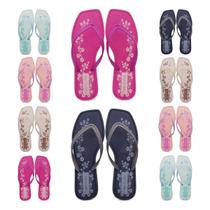 10 Prs Chinelo Sandália Feminina Bico Quadrado Atacado K115