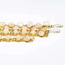 10 Pulseiras de Corrente com Pedra de Quartzo Rosa Colada Dourado - Atacado 10 Pulseiras de Corrente com Pedra de Quartzo Rosa Colada Dourado - Atacado