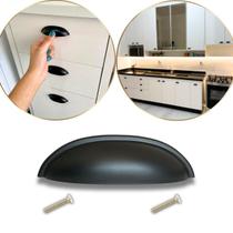10 Puxador Concha Preto Fosco para Móveis de Cozinha, Banheiro e Quarto, em Metal, Um Charme no Lar 10 Puxador Concha Preto Fosco para Móveis de Cozinha, Banheiro e Quarto, em Metal, Um Charme no Lar