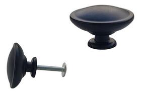 10 Puxador Redondo Preto Fosco Retro Gaveta, Porta, Armário