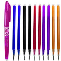 10 Refil Coloridos + Caneta Mágica Tecido Papel Apaga Calor