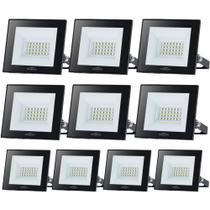 10 REFLETOR LED AMARELO 3000K PLAY 50WATTS IP66 ALUMINIO Bivolt 110/220V BLUMENAU ILUMINAÇÃO