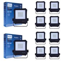 10 Refletor Led Philips 100w 6500k Fria Philips Bivolt IP65