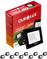 10 Refletor Ourolux Slim 10w Bivolt Ip65 Cor Da Luz 6500k