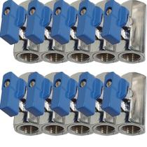 10 registro valvula esfera femêa mini alavanca rosca 1/4