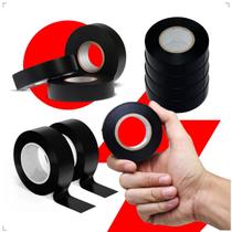 10 Rolo Fita Isolante Antichamas Preta Pvc Profissional Para Fios Cabos Reparos 5 Metros
