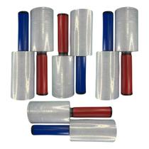10 Rolos de Papel Filme Stretch para Proteção e Embalagem 10cm x 150 metros com cabo Manopla Giratoria