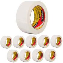 10 Rolos Fita Crepe Larga Adesiva Papel 48Mm X 50 Metros