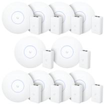 10 Roteadores WiFi 6 Access Point 3 Gbps + 10 Injetores PoE+ 10 U6+ Ubiquiti C/ 10 Fontes 48V 30W